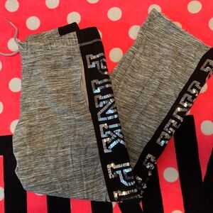 VS PINK NWOT Heather Gray Sequin Boyfriend Pants Medium